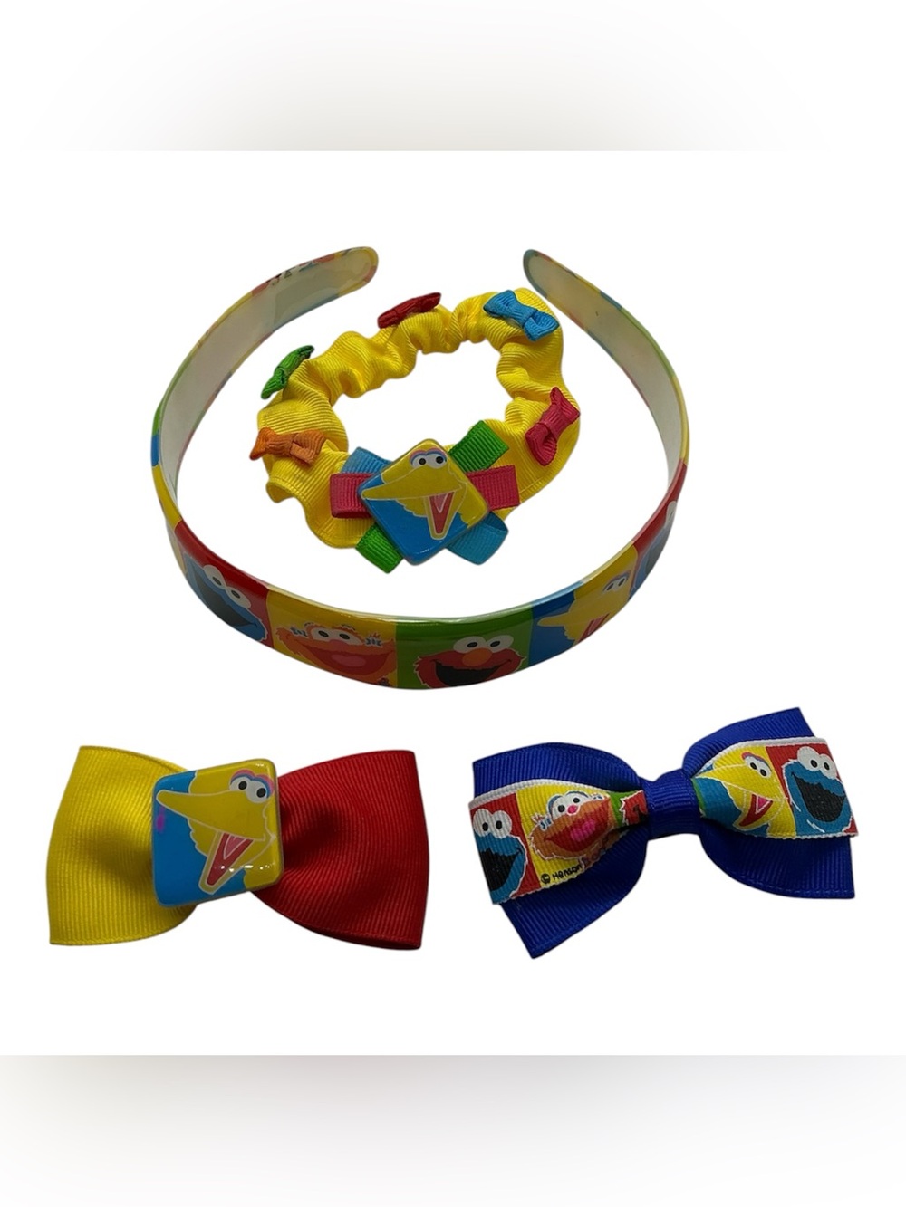 Vtg 90’s Jim Henson’s Sesame Street Hair Accessories Headband, Barrettes, Scrunc